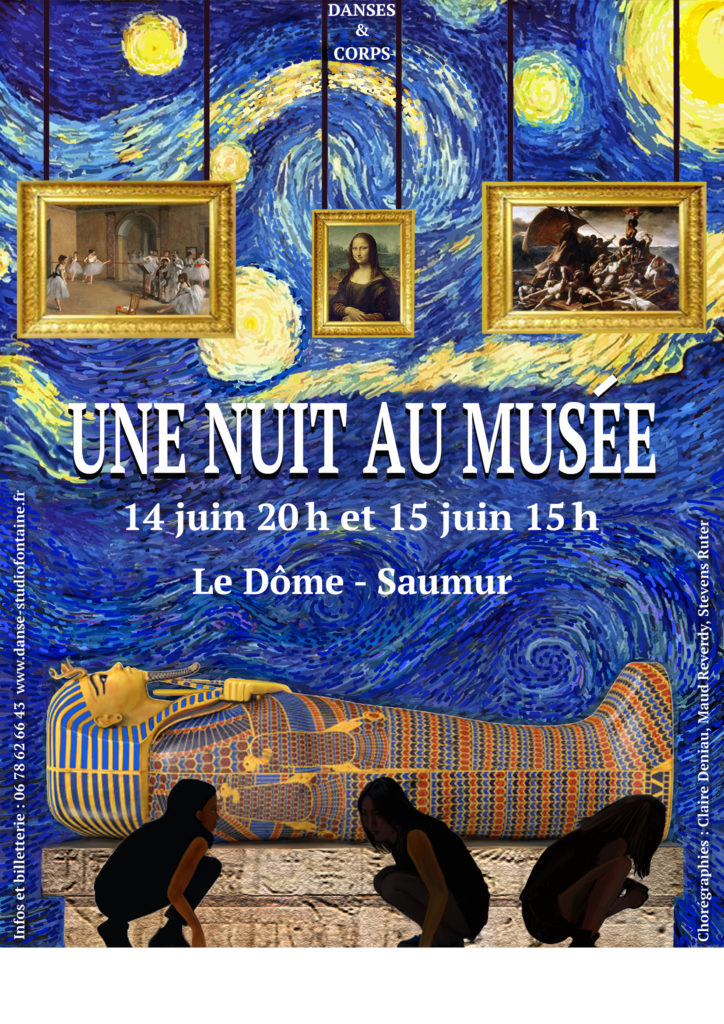 Affiche spectacle 2025-Une nuit au musée-école de danse Saumur-cours de danse Saumur